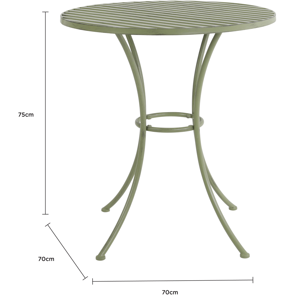 Charles Bentley 2 Seater Sage Green Rustic Metal Leaf Pattern Foldable Garden Bistro Set Image 9