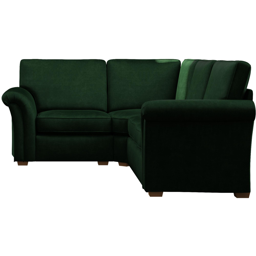 Castleacre 3 Seater Forest Green Plush Velvet Right Hand Fixed Back Corner Sofa Image 3
