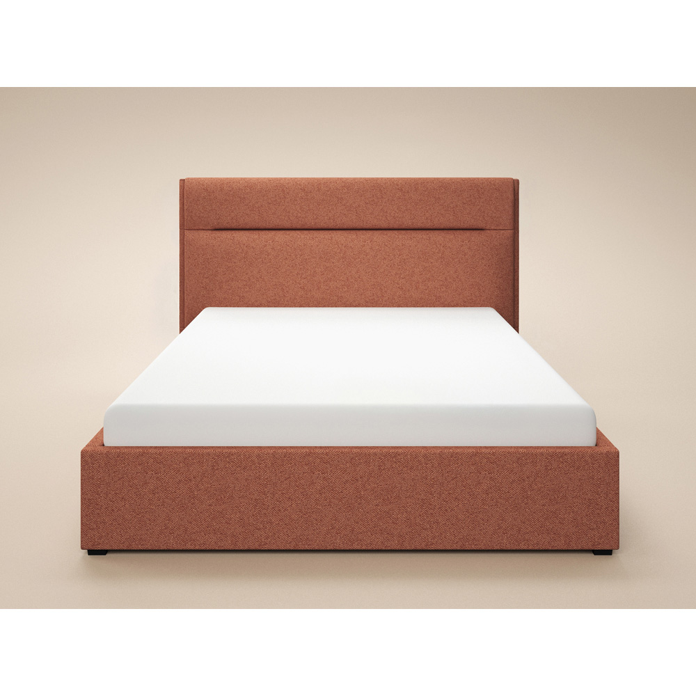SOLACE+CO Nela King Size Burnt Orange Woven Fabric Ottoman Bed with Padded Headboard Image 3