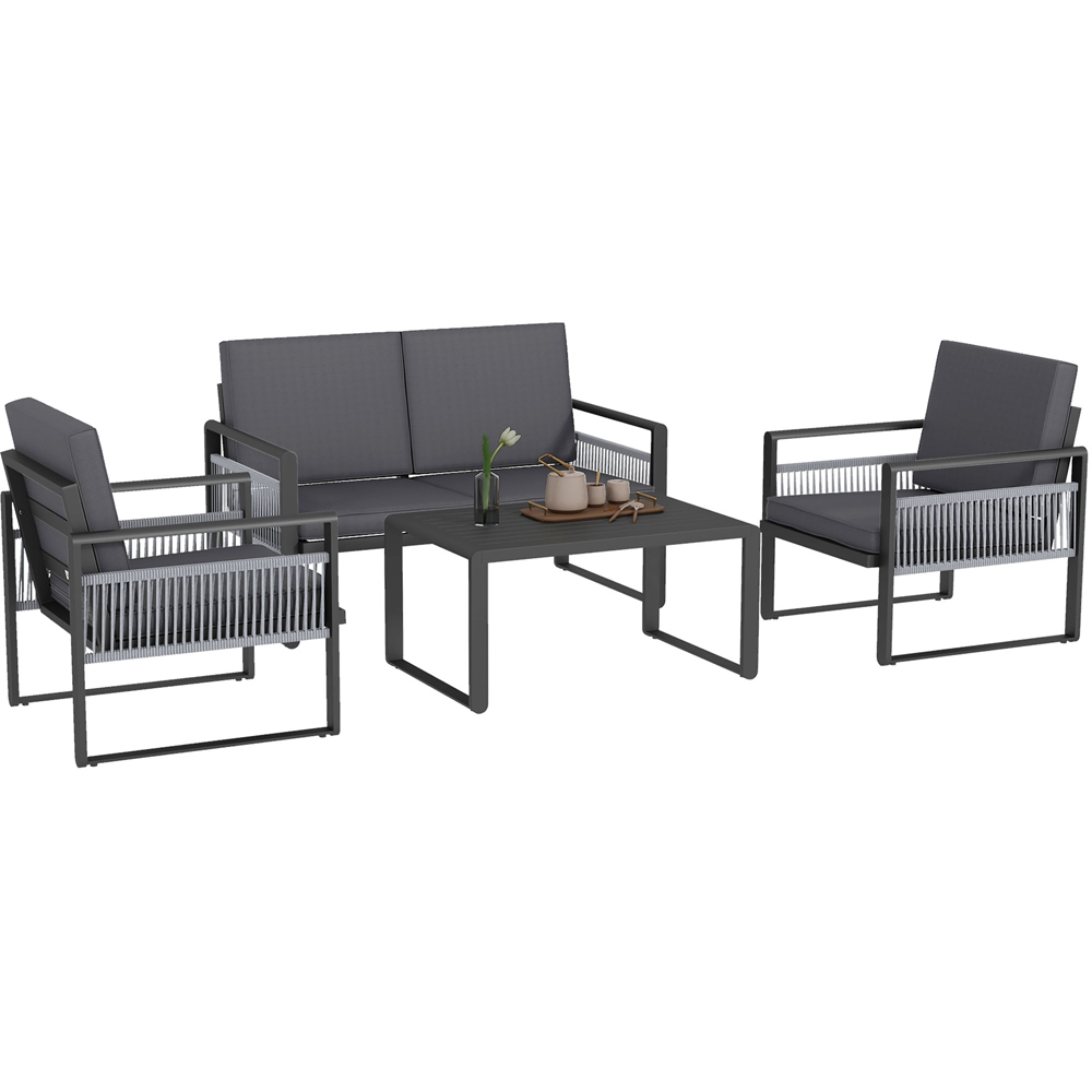 Outsunny 4 Seater Aluminium Garden Dining Set Image 2