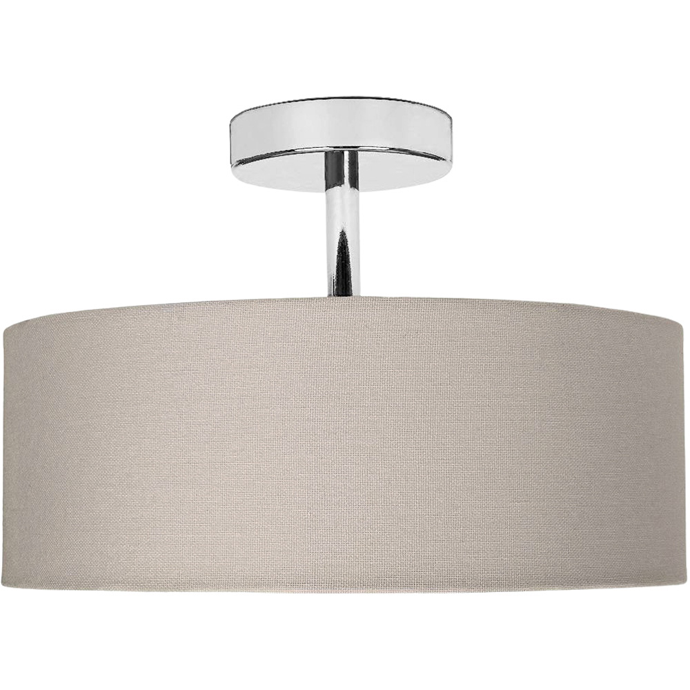 Happy Homewares Grey Linen Semi Flush Ceiling Light with Diffuser Image 3