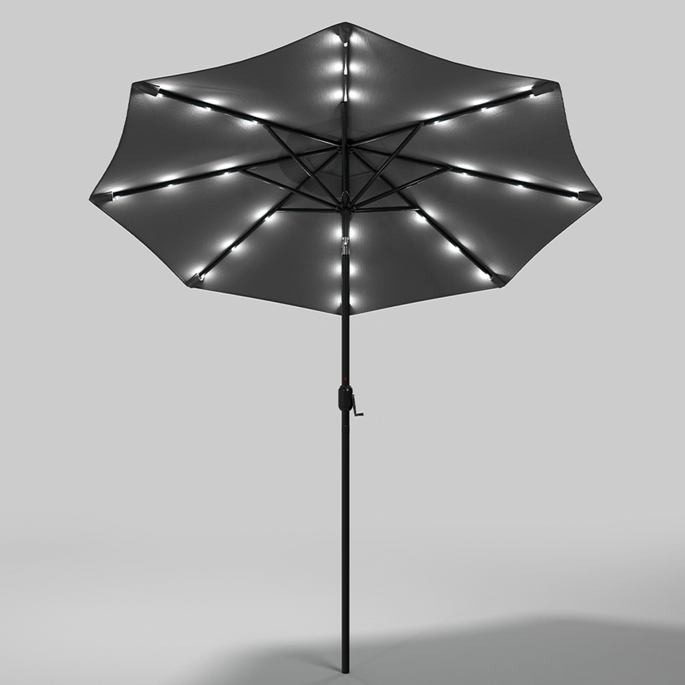 Living and Home Dark Grey 24 LED Crank Lift Garden Parasol 3m Image 7