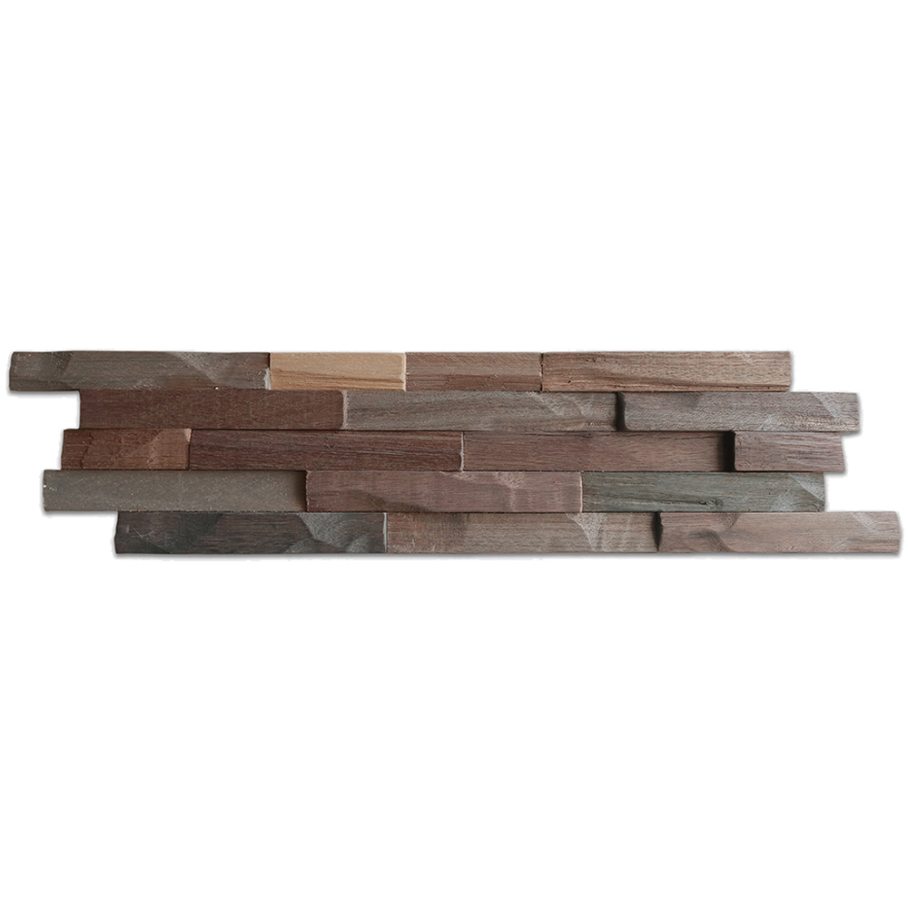 Tuscan Rustic Mosaic Dark Brown 3D Split Face Hardwood Wall Tile Image 2