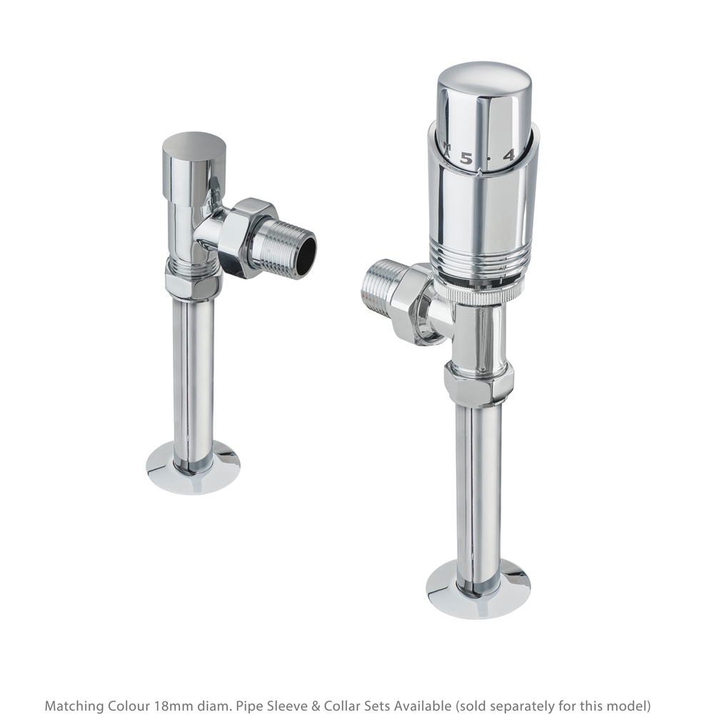 Terma Cylindrical Chrome Angled Thermostatic Radiator Valve and Lockshield Set Image 4