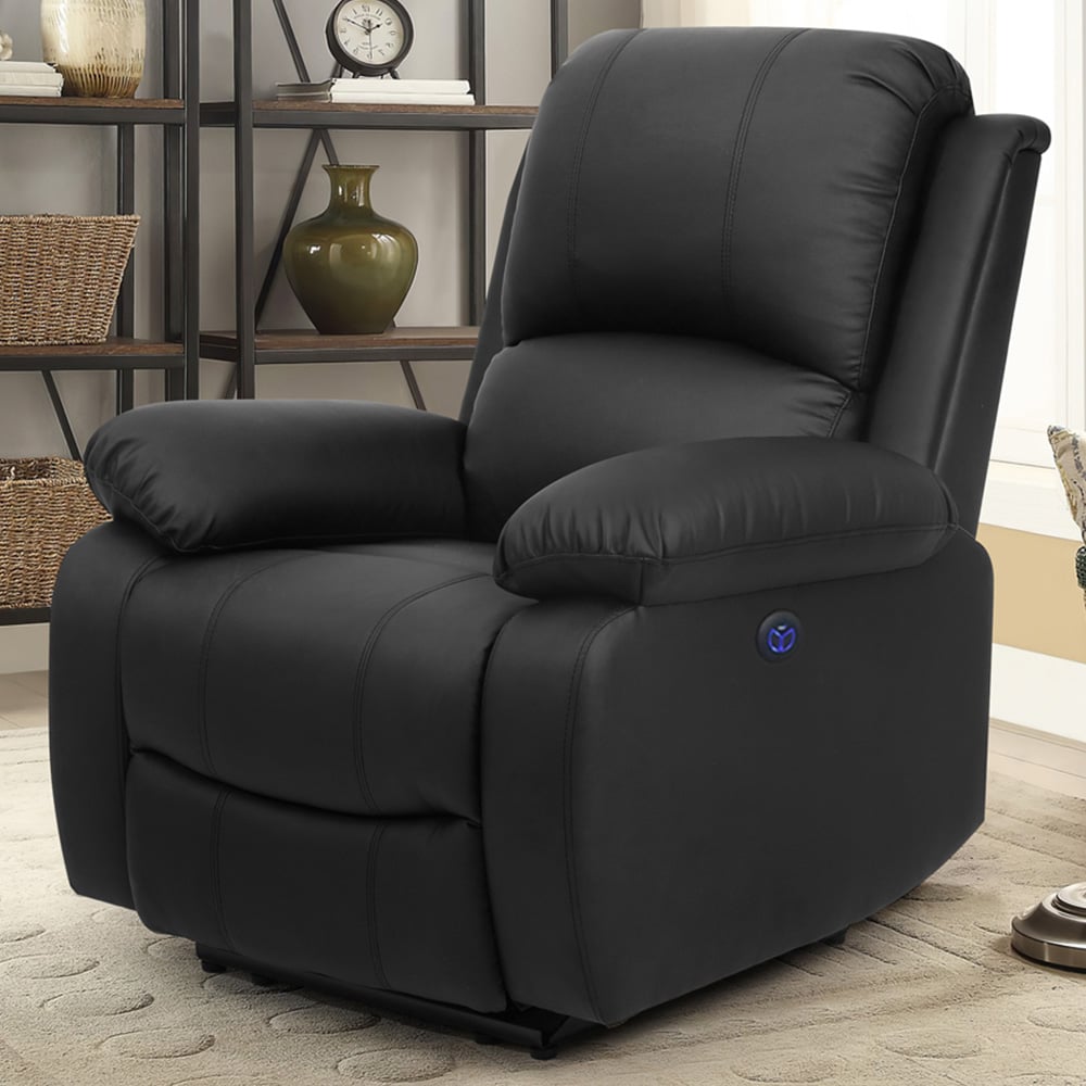 Comfy Living Black PU Leather Electric Recliner Chair Image 1