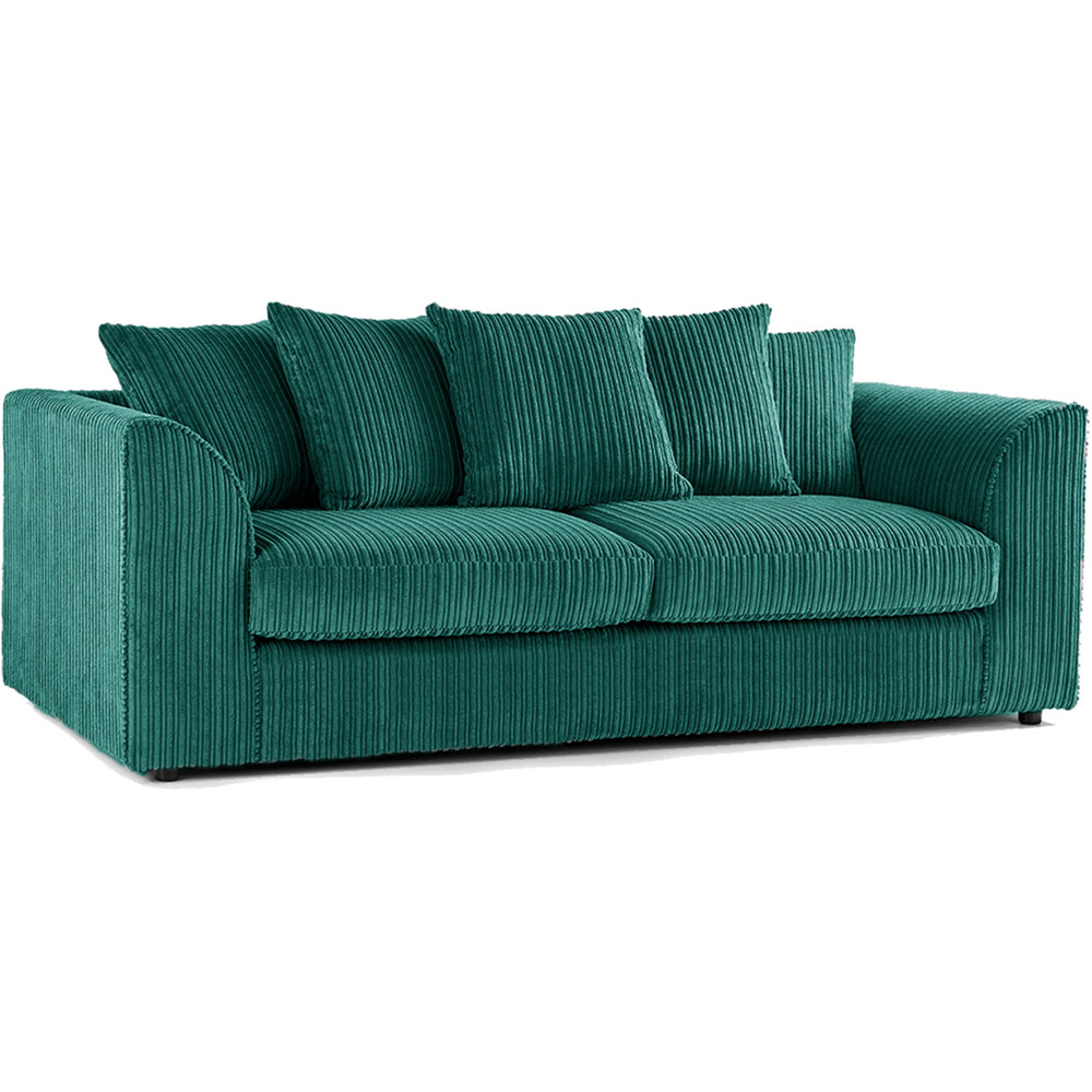Luxor 6 Seater Teal Jumbo Cord Sofa Suite with Scatter Back Image 3