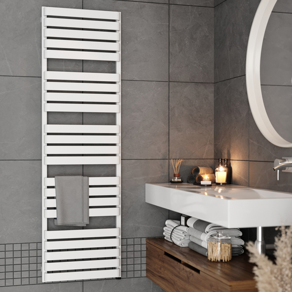 Terma Warp T One Soft Matt White Electric Towel Rail 1695 x 500mm Image 2