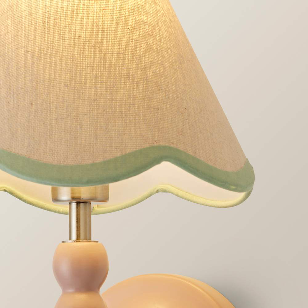 ValueLights Green Trim Scallop Shade Pink Bobbin LED Wall Light with Bulb 2 Pack Image 6