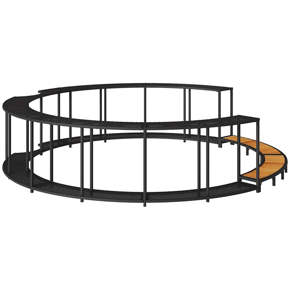Walplus Black Poly Rattan Hot Tub Surround with Storage and Wooden Step Image 6