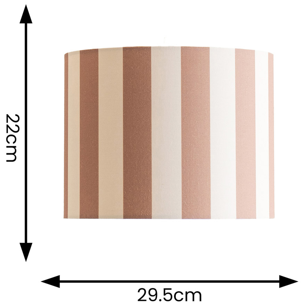 ValueLights Callie Colour Clash Natural and Brown Stripe Large Fabric Drum Lamp Shade Image 5