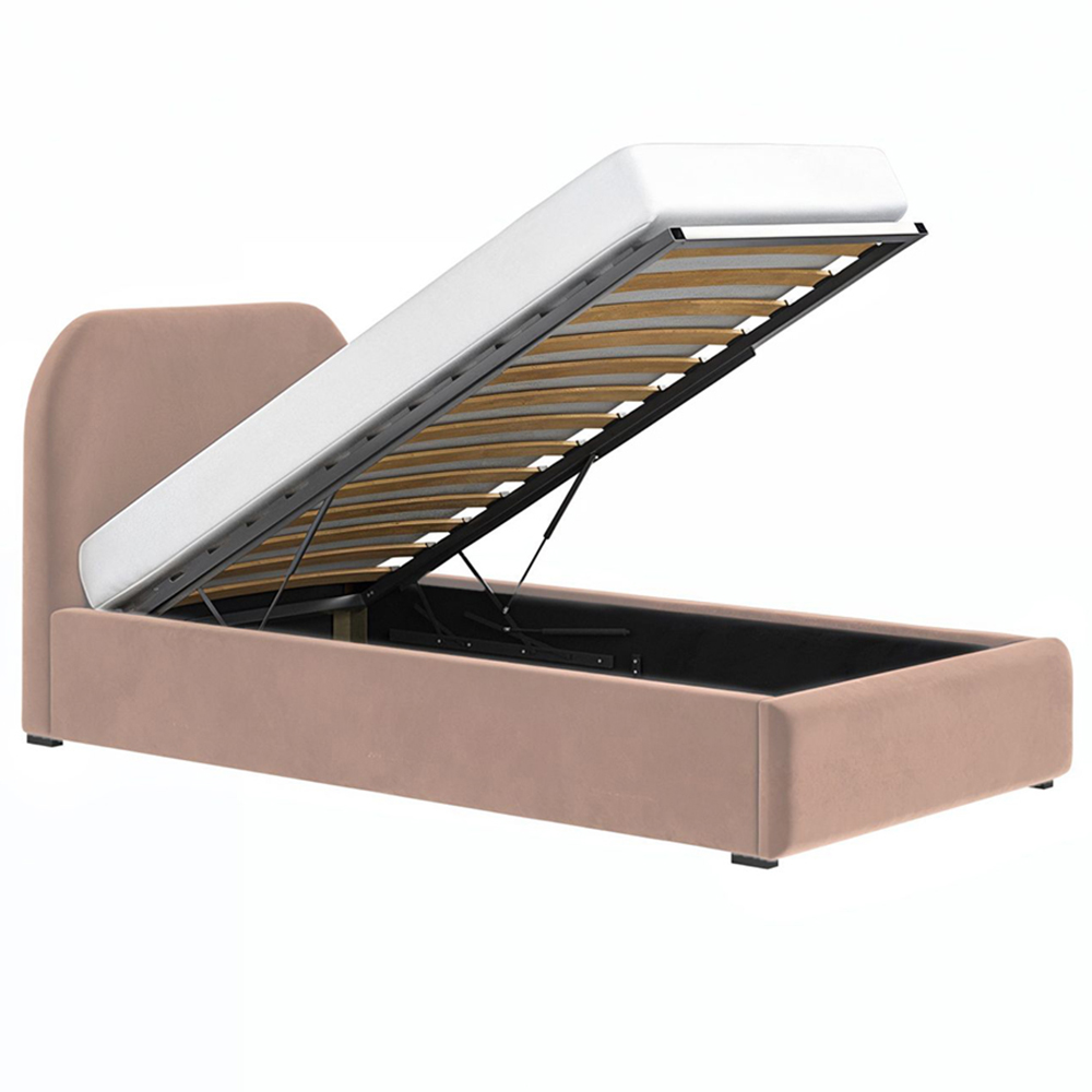 Flair Alba Single Pink Velvet Ottoman Bed Image 2