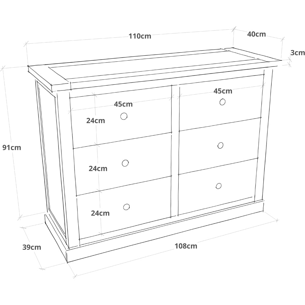 Cabinet Bits Castelli 6 Drawer White Wood Knob Chest of Drawers Image 9