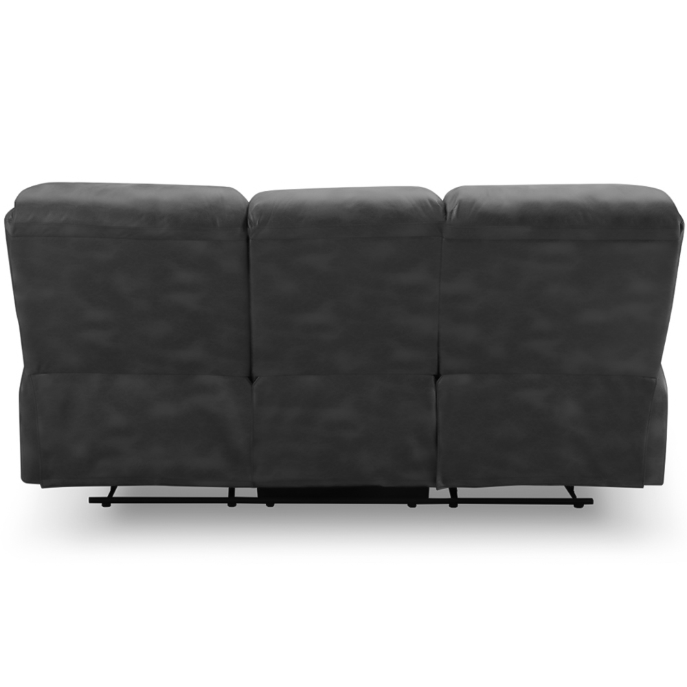 Home Detail Enoch 3 Seater Black Faux Leather Manual Recliner Sofa Image 6