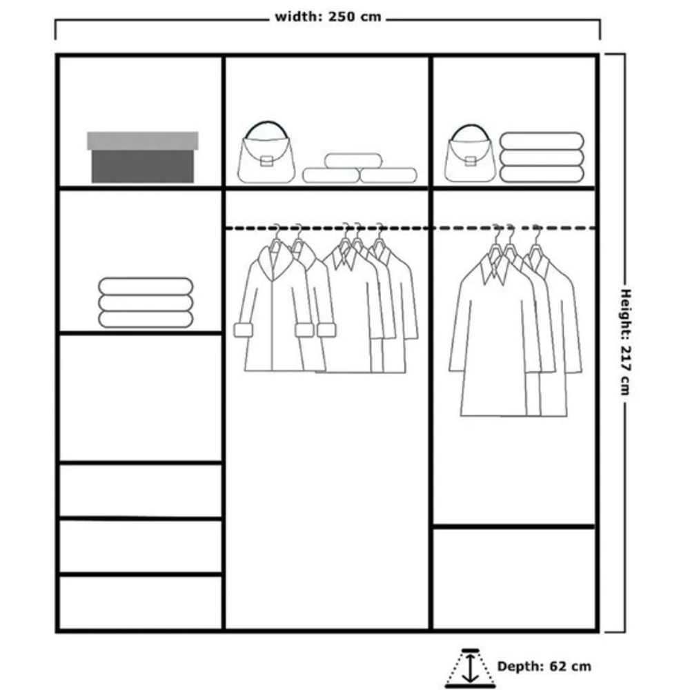 M N Furniture Collian 3 Door White Mirrored Sliding Wardrobe 250cm Image 5