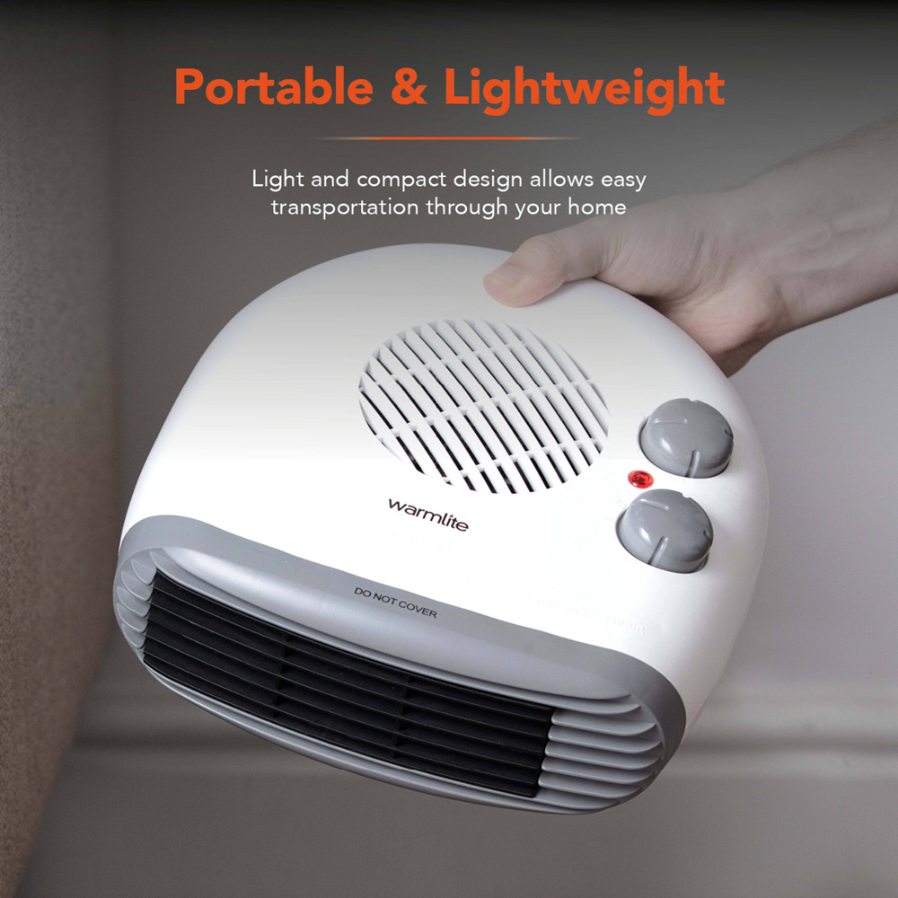 Warmlite White Portable Flat Fan Heater with Adjustable Thermostat 2000W Image 7