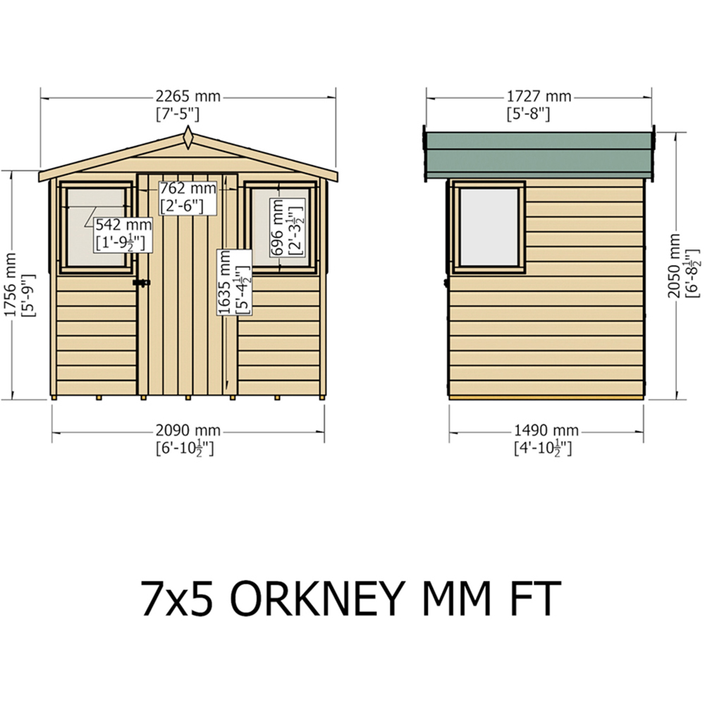Shire Orkney 7 x 5ft Shiplap Apex Garden Shed Image 6
