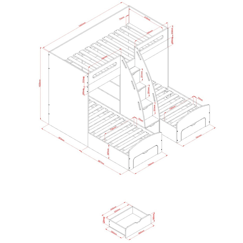 Flair Eddie Oak Triple Bunk Bed with Storage Image 6