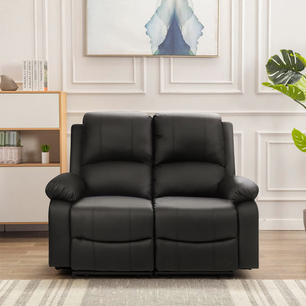 Comfy Living 6 Seater Black PU Leather Electric Recliner Sofa Set Image 6