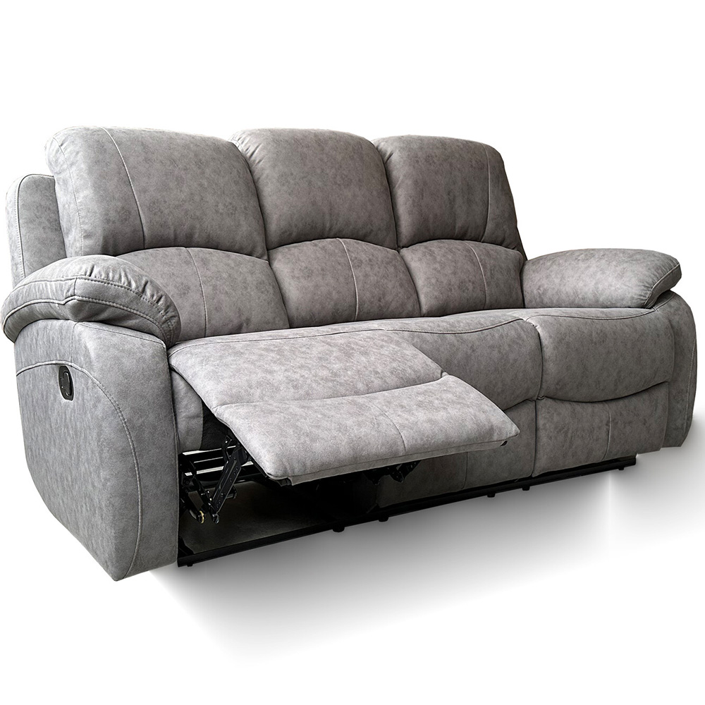 Milano 3 Seater Grey Fabric Recliner Sofa Image 2