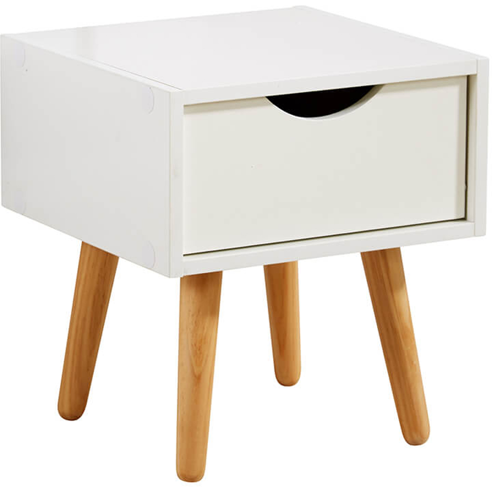 Home Source Boden Single Drawer White Bedside Table Image 2