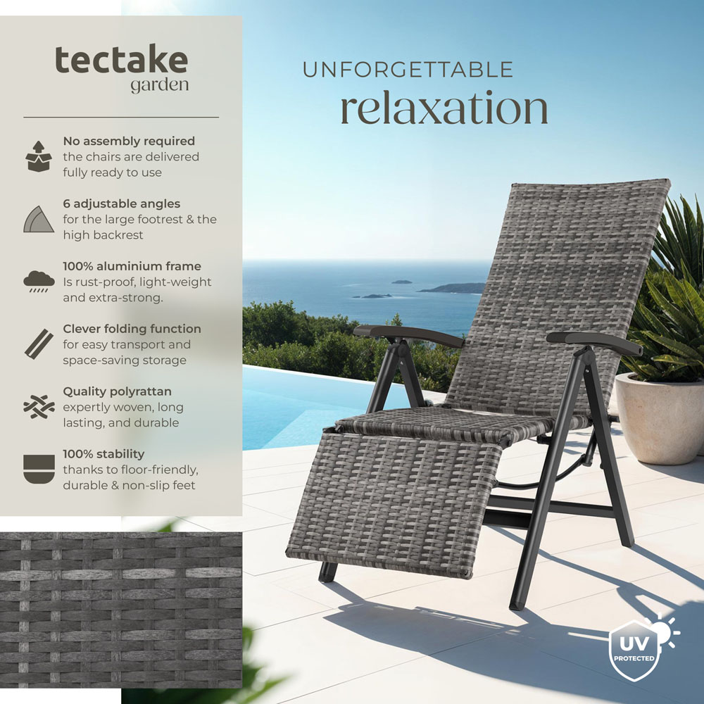tectake Brisbane Grey 6 Way Adjustable and Foldable Garden Chair Image 6