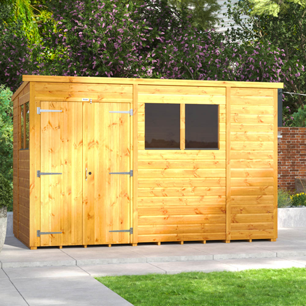 Power Sheds 10 x 6ft Double Door Pent Wooden Shed Image 2