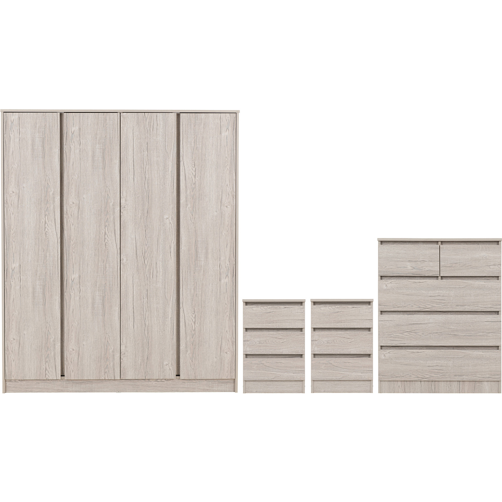 Seconique Malvern 4 Door Wardrobe Urban Snow Bedroom Furniture Set Image 2