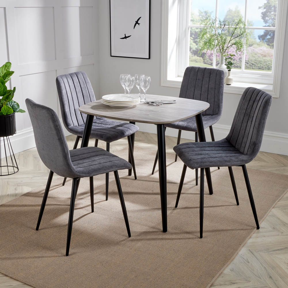 Core Products Aspen 4 Seater Square Dining Set Grey Oak and Grey Image 4