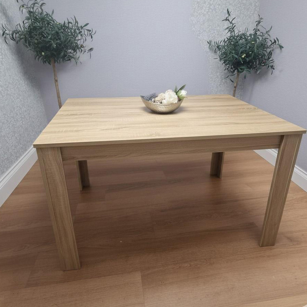 Portland 5 Seater Velvet Wooden Dining Set with Bench Oak Effect Grey and Black Image 3