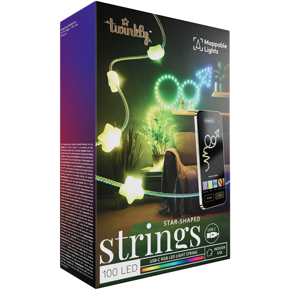 Twinkly 100 RGB Star Shaped LED Smart Transparent Cable USB String Light 6m Image 2