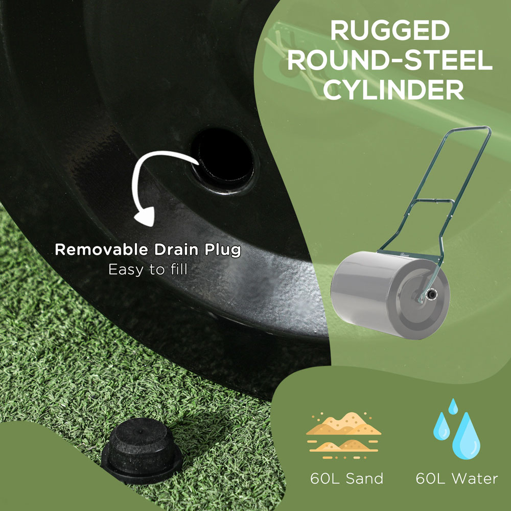 Outsunny 60L Green Fillable Steel Lawn Roller Image 7