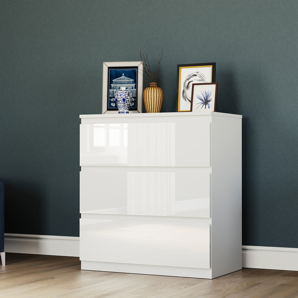 Vida Designs Glinton 3 Drawer White Chest of Drawers Image 4