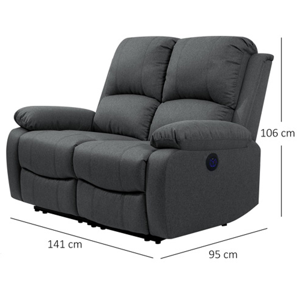 Comfy Living 6 Seater Dark Grey Linen Electric Recliner Sofa Set Image 8