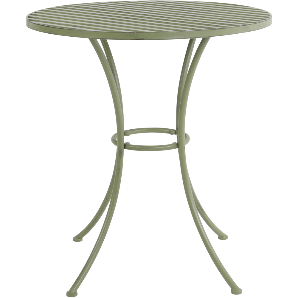 Charles Bentley 2 Seater Sage Green Rustic Metal Leaf Pattern Foldable Garden Bistro Set Image 4
