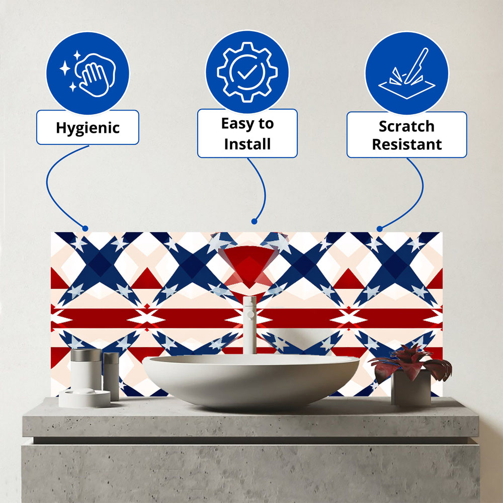 Warren Reed Designer American Flag Abstract Pattern Glass Bathroom Splashback 25 x 60cm Image 3