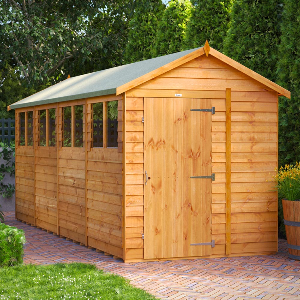 Power Sheds 16 x 6ft Overlap Apex Wooden Shed with Window Image 2