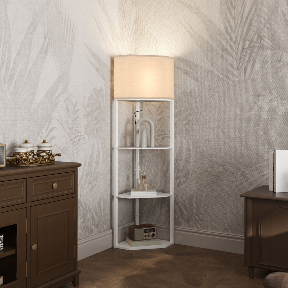 Portland 3 Shelf White Corner Floor Lamp Image 2