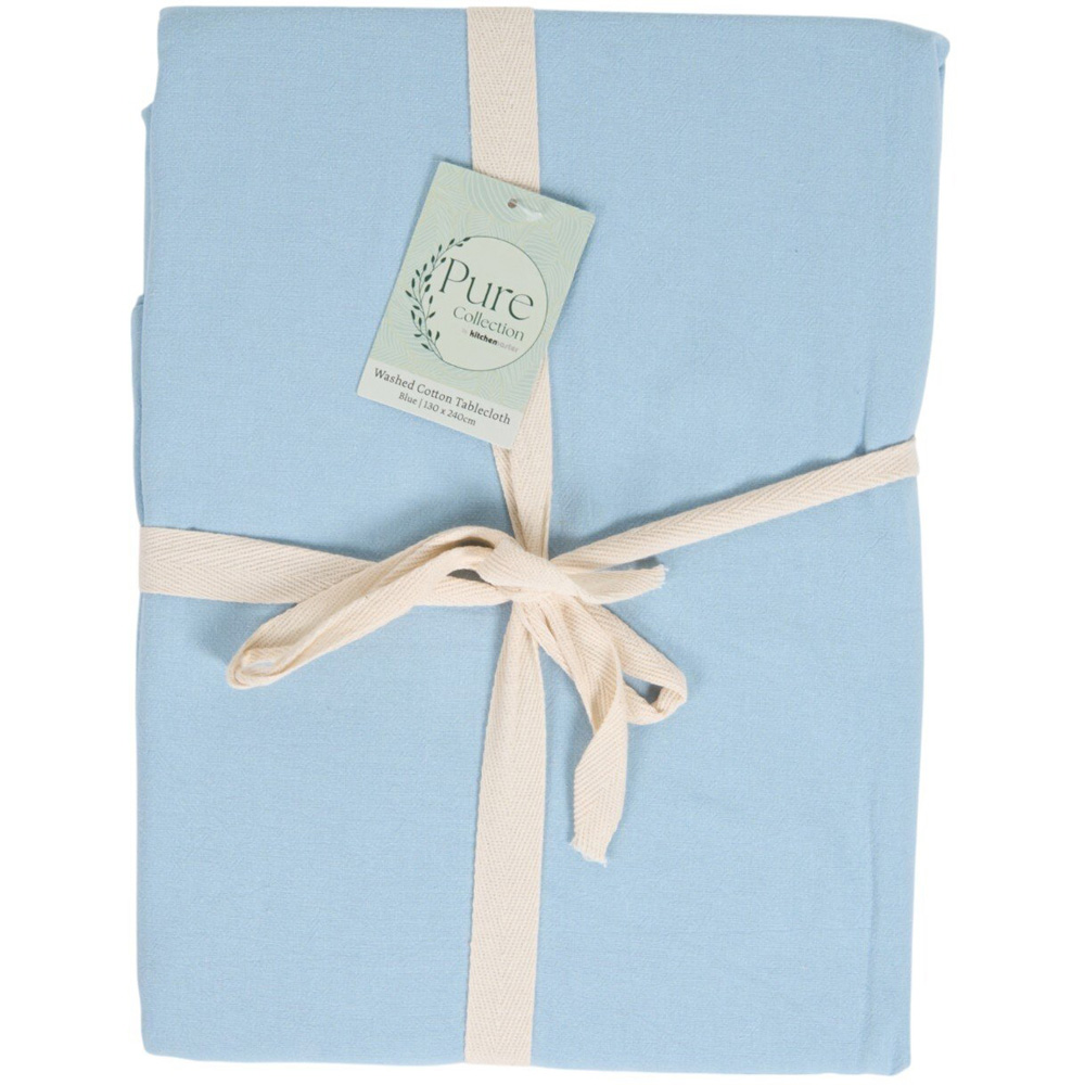Washed Cotton Tablecloth Blue Image 1