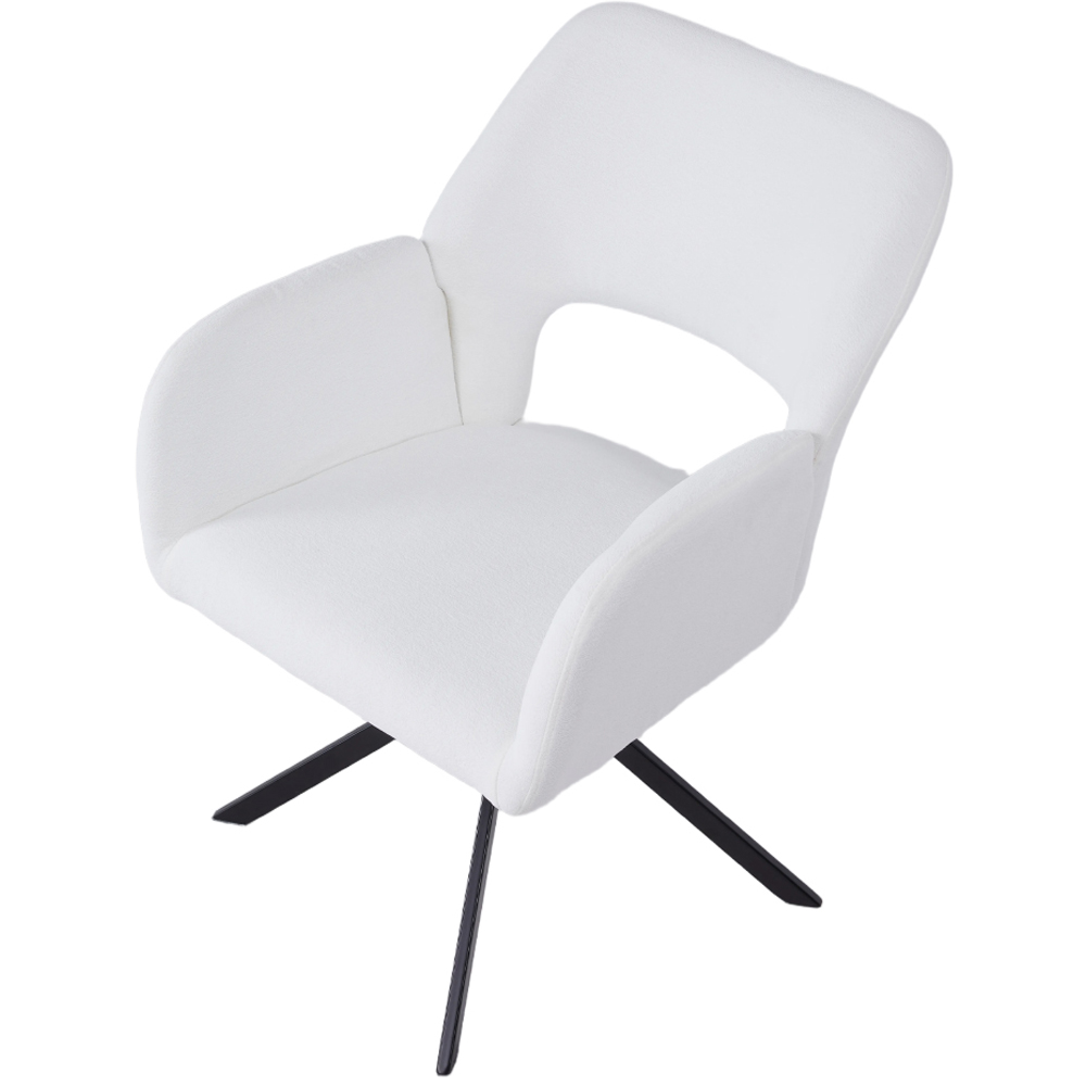 Living and Home White Teddy Fleece Upholstered Swivel Chair Image 2