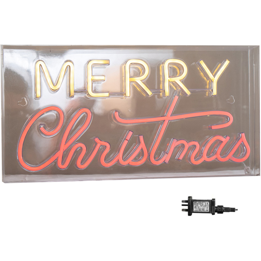 Samuel Alexander Warm White and Red LED Light Up Neon Merry Christmas Decoration Image 2