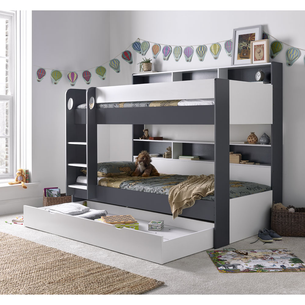 Oliver Grey and White Storage Bunk Bed with Orthopaedic Mattresses Image 6