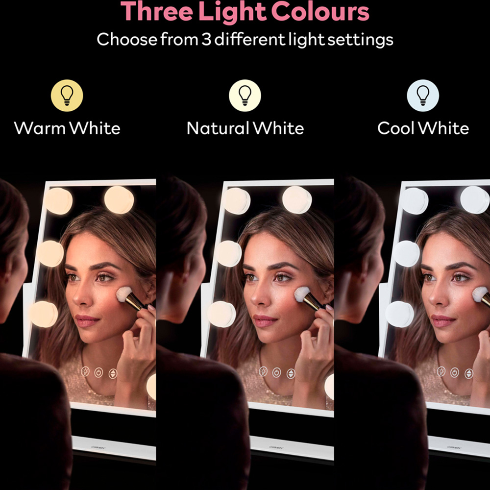 Carmen Hollywood 9 Bulb White Metal Vanity Mirror 30 x 25cm Image 4