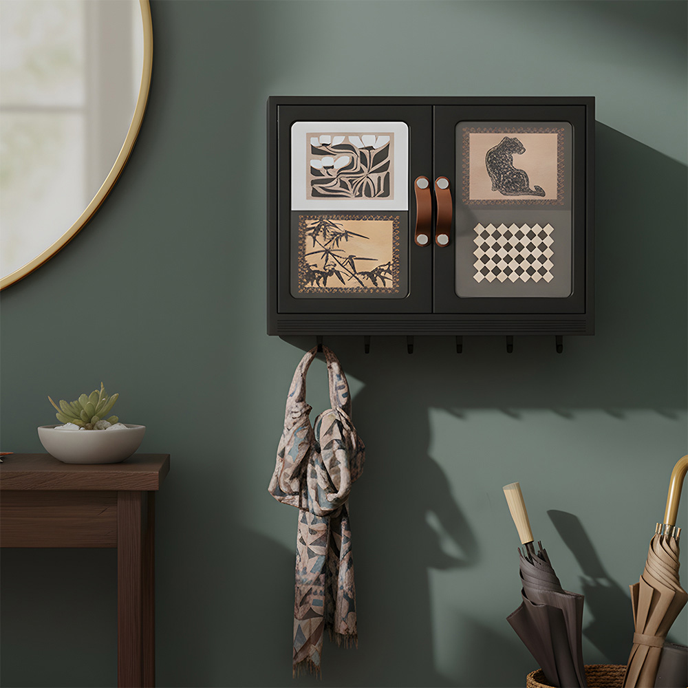 Living and Home Retro Black Foldable Wall Mounted Bathroom Cabinet Image 8