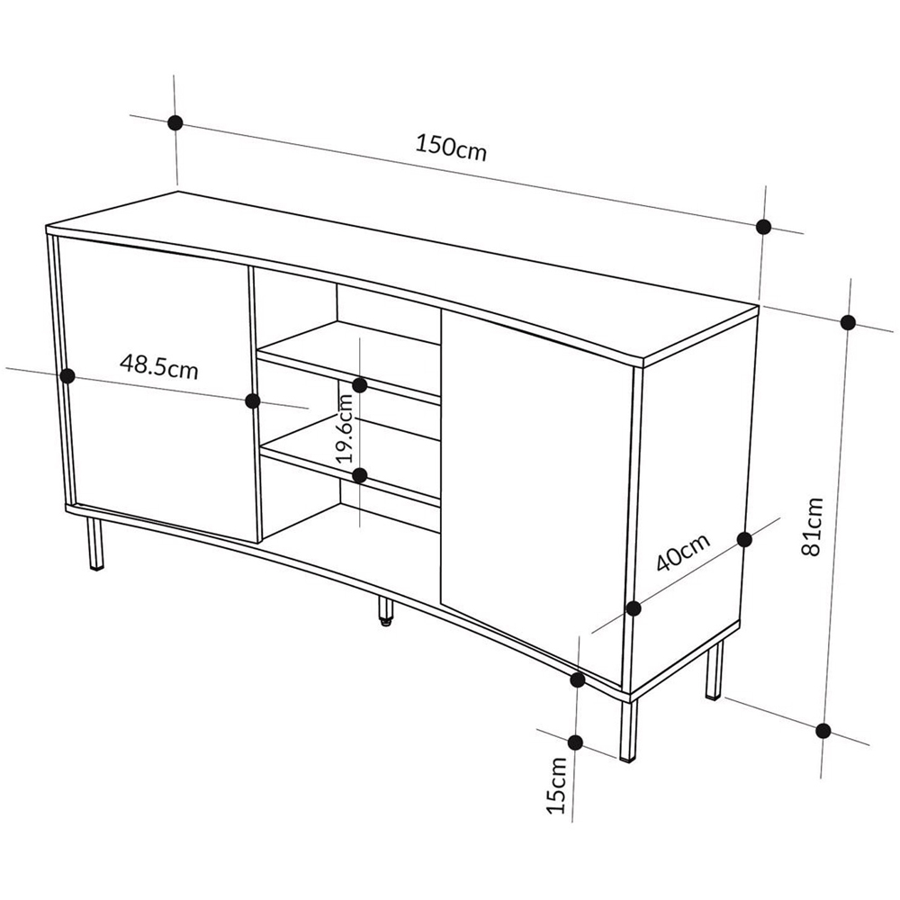 FWStyle Frem 2 Door Sandstone Curved Sideboard Image 7