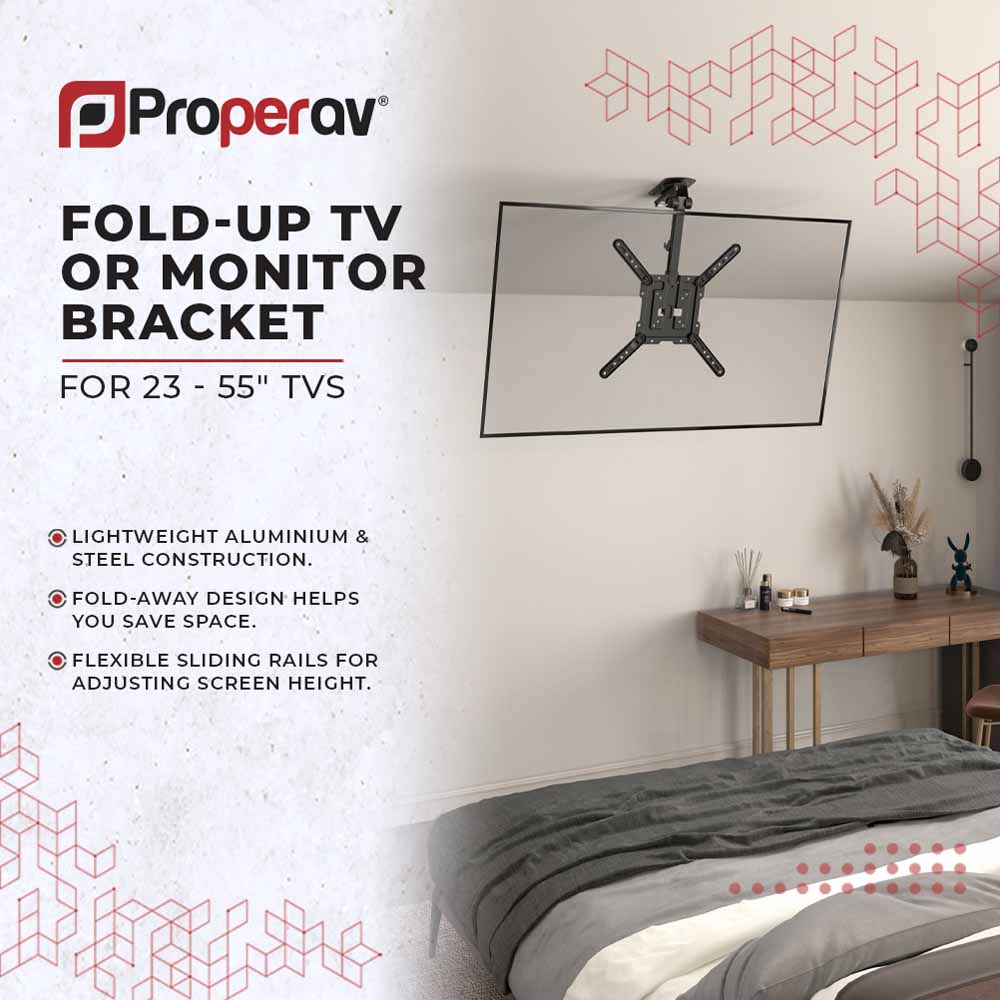 Properav Black Retractable Fold Up Ceiling TV Bracket 23 to 55 inch Image 4