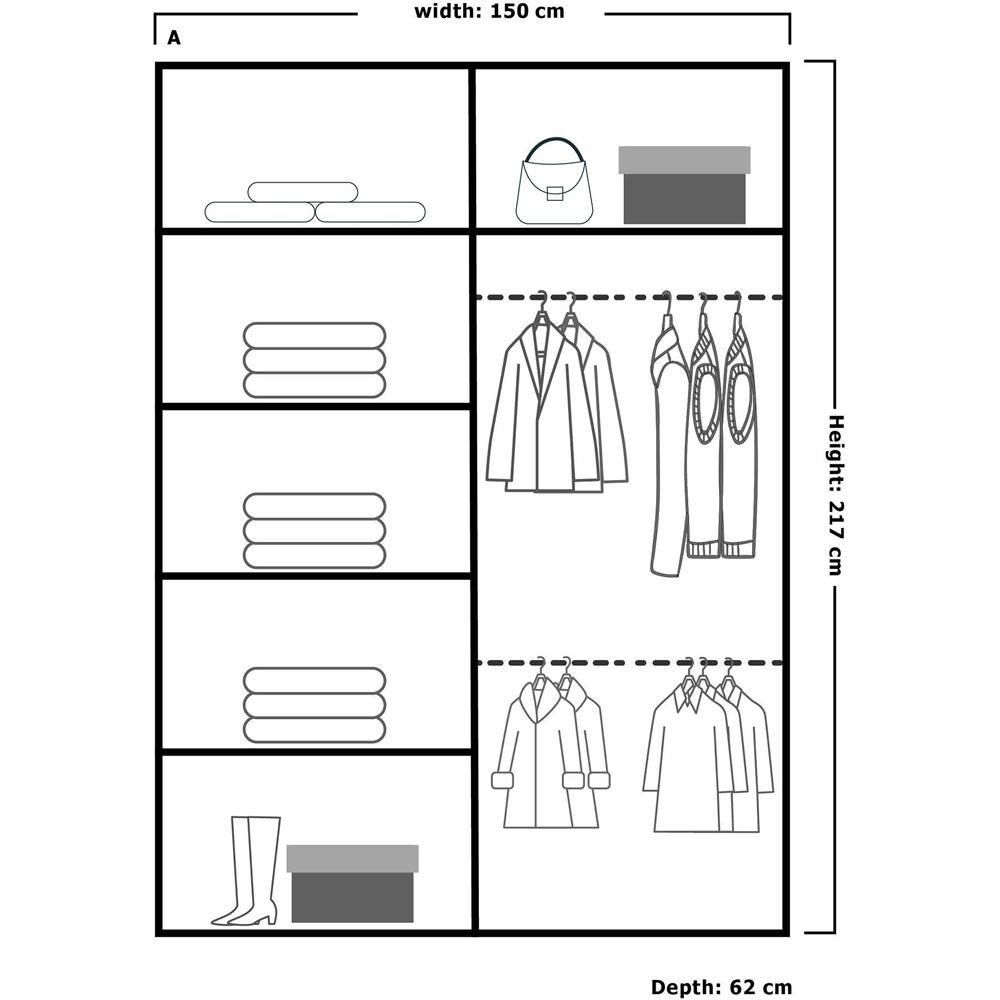 M N Furniture Venece 2 Door White Mirrored Sliding Wardrobe 150cm Image 5