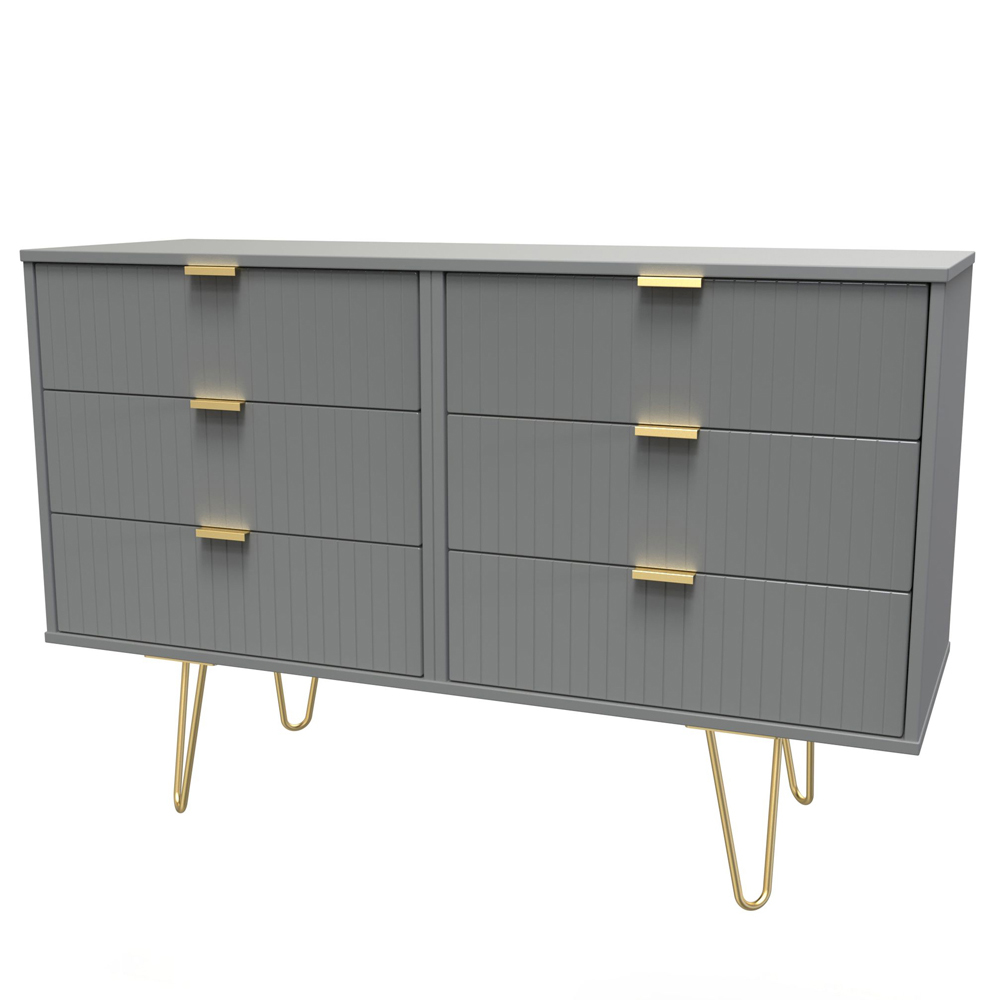 Crowndale 6 Drawer Dusk Grey Wide Chest of Drawers Ready Assembled Image 2