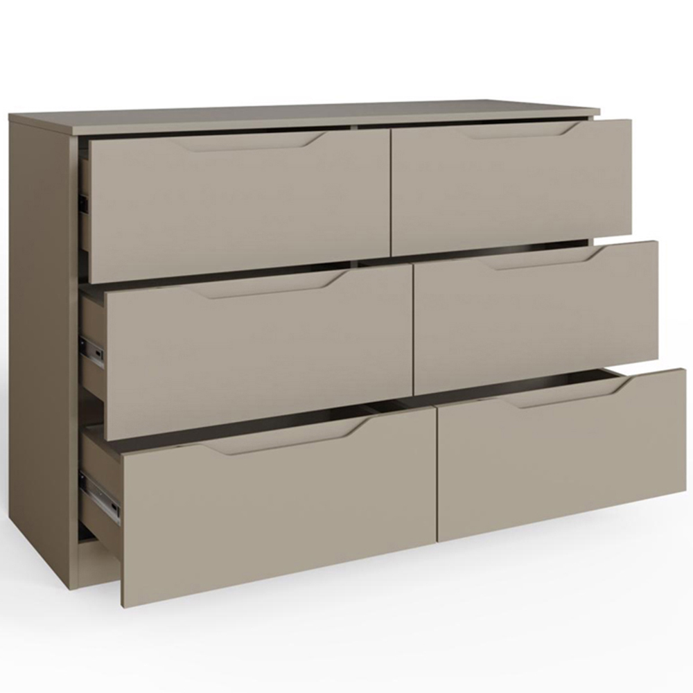 FWStyle Luno 6 Drawer Brown Modern Wide Chest of Drawers Image 3