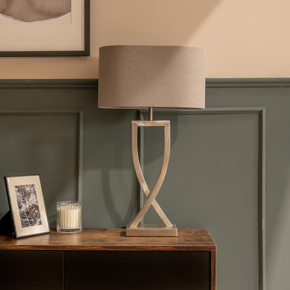 ValueLights Katniss Crossover Chrome and Grey Shade Metal LED Table Lamp Image 3