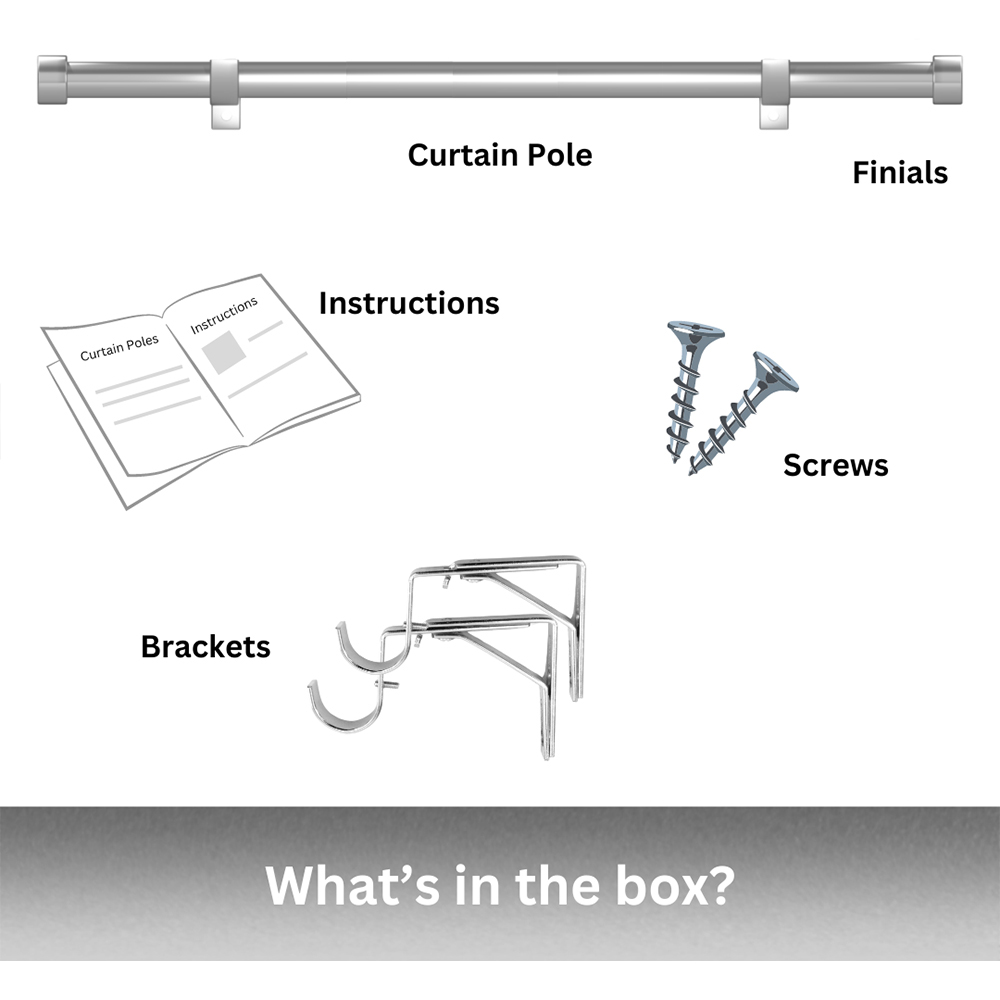 Caecus 120-220cm Extendable Metal Eyelet Painted Grey Crystal Curtain Pole Image 3